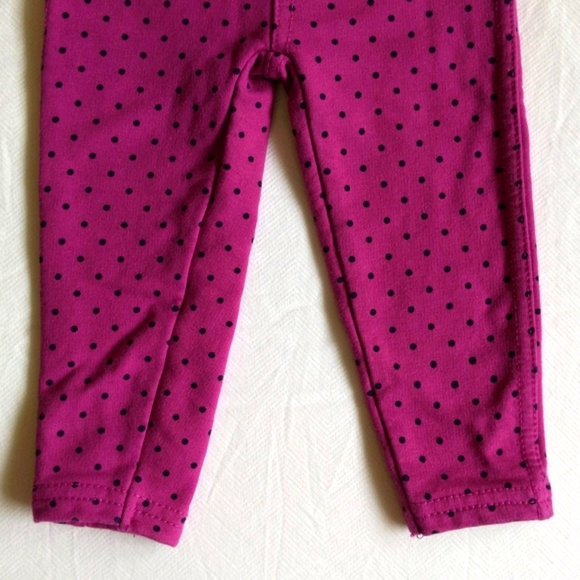 purple with polkadots stretchy knit jeggings 9-12 months baby girl - Picture 3 of 7